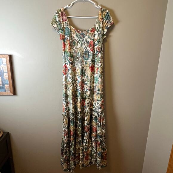 Peruvian Connection Wallflower Tiered Maxi‎ Dress Antique Floral Size Small - Picture 1 of 10